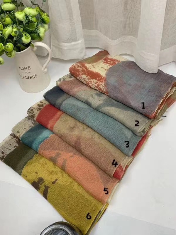 Cotton And Linen Printed Silk Scarf Small Square Lady Silk Scarf Spring And Summer New Winter Fashion Trend Comfortable Explosion Korean Version Simple Retro Small Fresh Generous Ladies Scarf details Picture