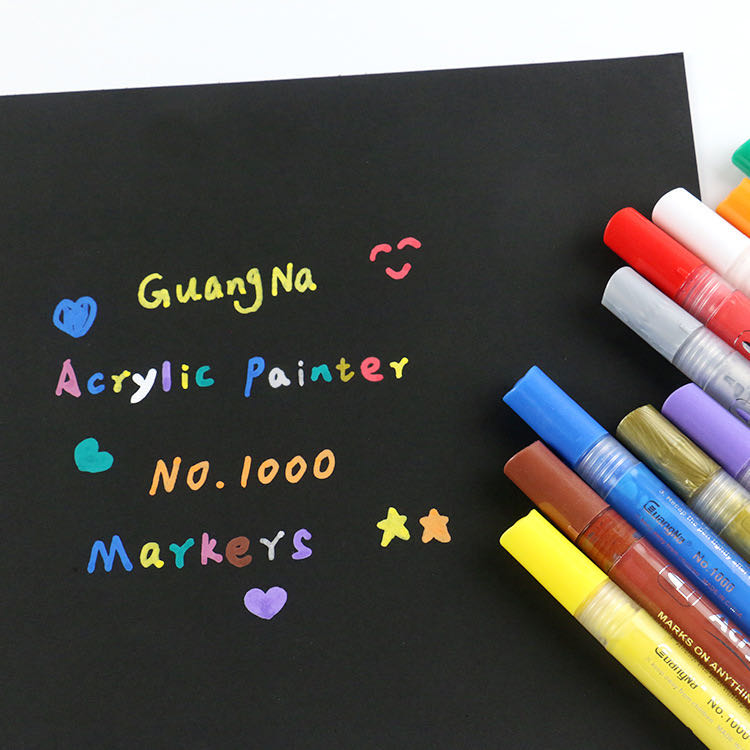 Guangna 1000 acrylic marker pens, body painting, ceramic decoration, DIY photo album, black card, graffiti, water-based paint pen detail image 4