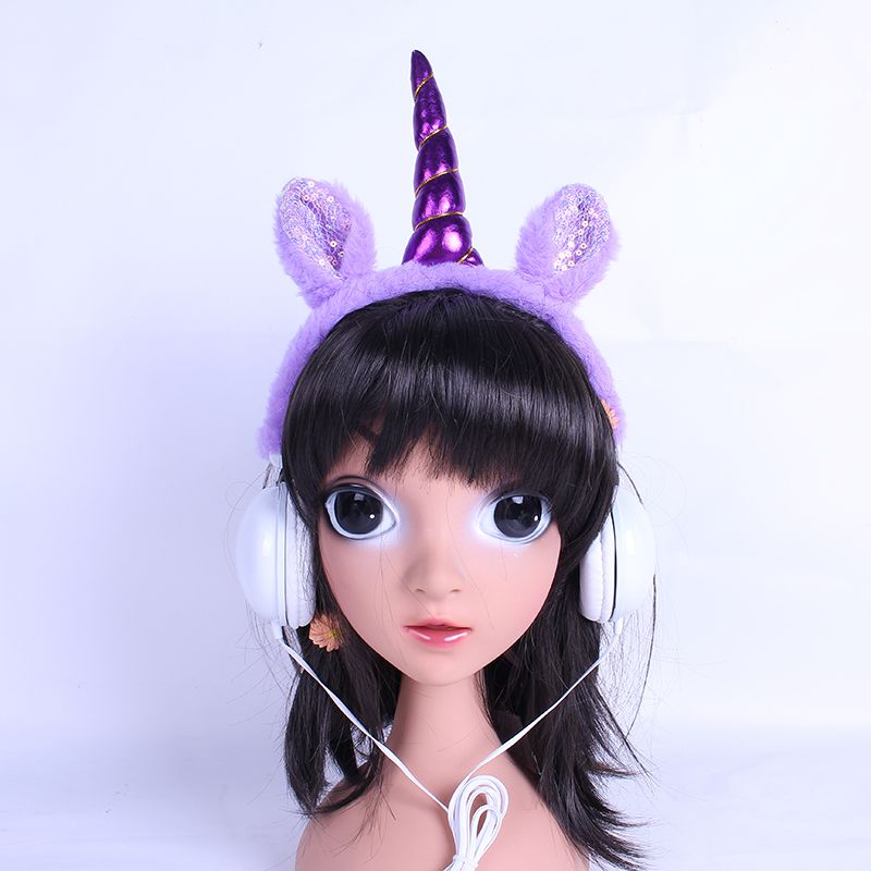 Yakirin new Line Creation Cartoon Unicorn headphones Wholesale Line control headset customization