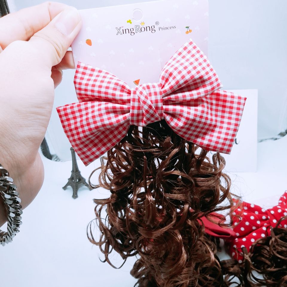 Baby wig Head accessories Children's knot long curly hair large wave braid hairpin Princess styling headflower pair details Picture