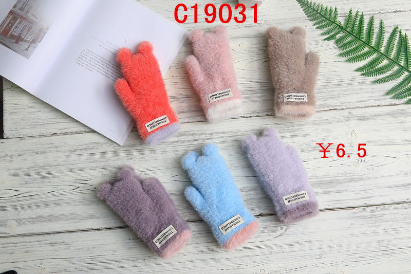 New Wheat Point Knitted Gloves For Women Autumn Winter Ins Cute Warm Thin Wool Five-Finger Tide Gloves C19031