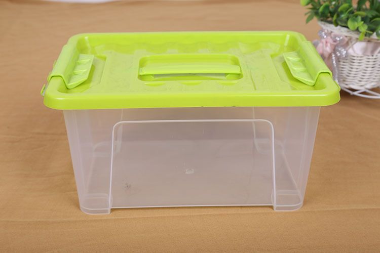 Small Lego bucket with buckle plastic storage box, covered hand-held storage box, home storage box detail image 2