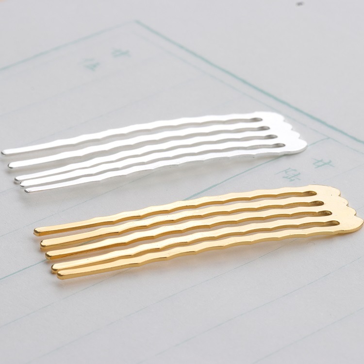Handcrafted ancient-style hairpin material, comb and flower wrapping accessories, color-preserving electroplated pure copper, extended 5-tooth hair comb details Picture