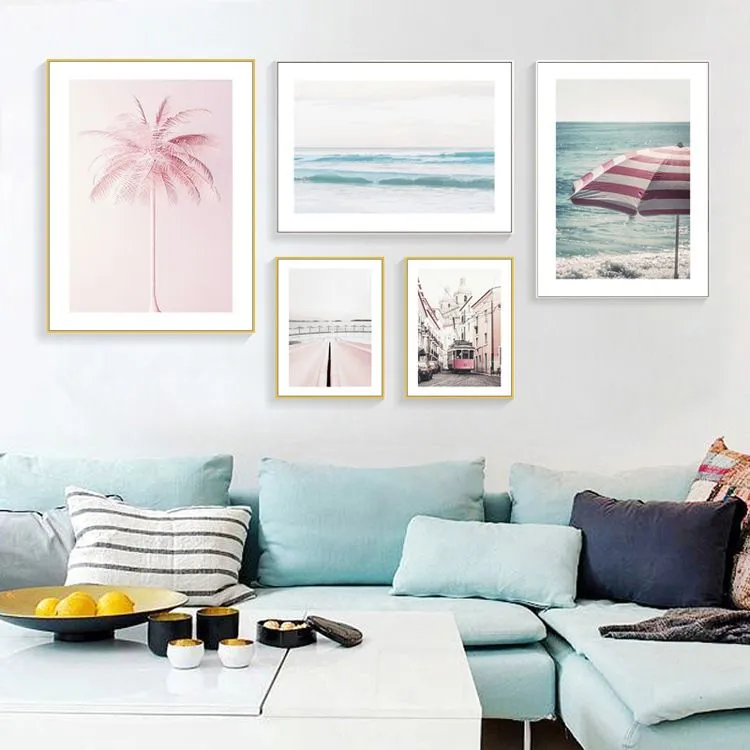 Living room decorative paintings, sofa background wall paintings, modern and simple paintings, Nordic-style wall paintings, fresh and clean combination murals detail image 4