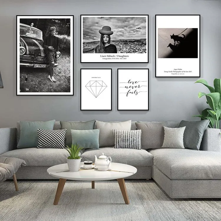 Living room decorative paintings, sofa background wall paintings, modern and simple paintings, Nordic-style wall paintings, fresh and clean combination murals detail image 12