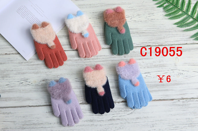 New Wheat Point Knitted Gloves For Women Autumn Winter Ins Cute Warm Thin Wool Five-Finger Tide Gloves C19055