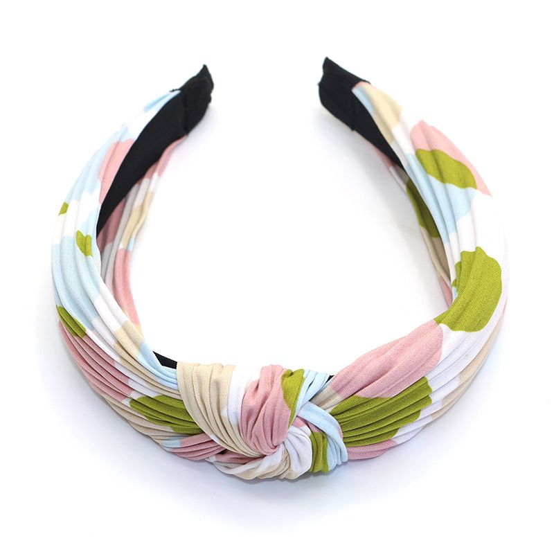 Factory direct sales of Korean-style fabric headbands and hair accessories. Fashionable and simple. Cross knot wide edge polka dot headbands for women Specification image