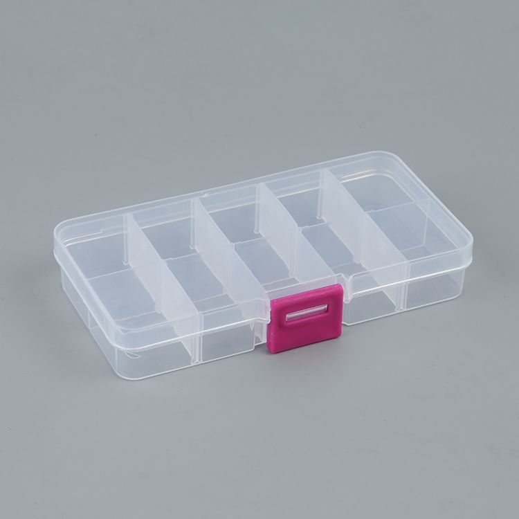 Pequeño 10 compartimentos desmontables caja de almacenamiento de plástico transparente caja de accesorios caja de joyería piezas de pesca caja de almacenamiento detail image 3