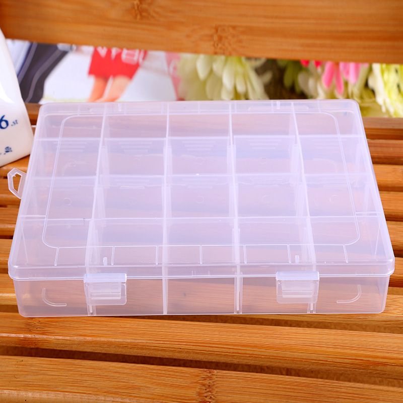 Wholesale 20-compartment transparent plastic storage boxes, electronic component boxes, multi-compartment detachable sewing boxes, jewelry boxes and organizing boxes details Picture