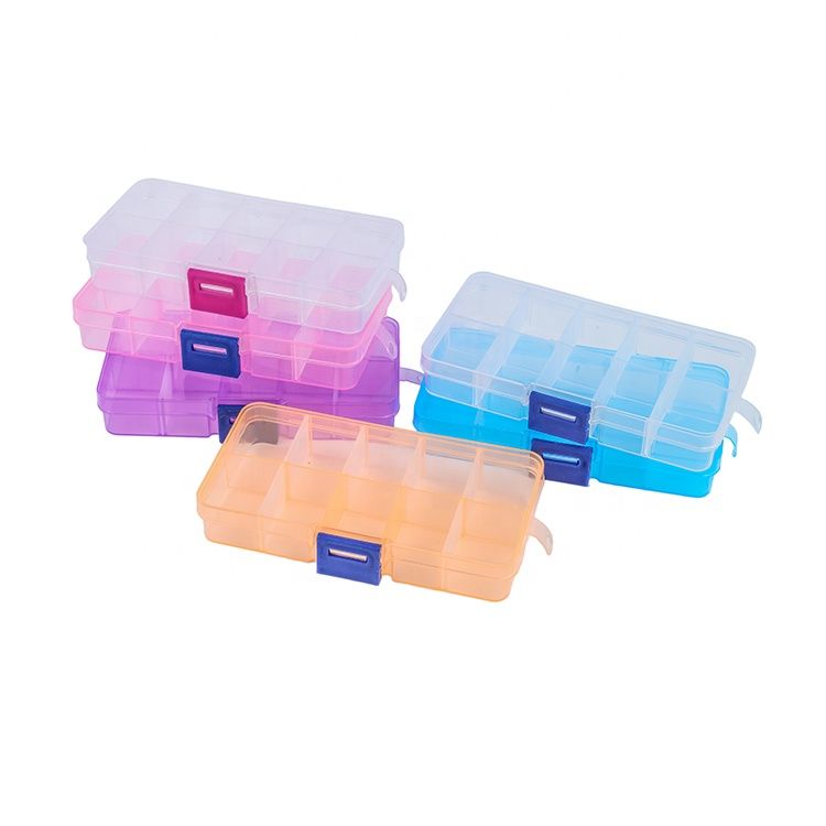 Pequeño 10 compartimentos desmontables caja de almacenamiento de plástico transparente caja de accesorios caja de joyería piezas de pesca caja de almacenamiento Item Picture