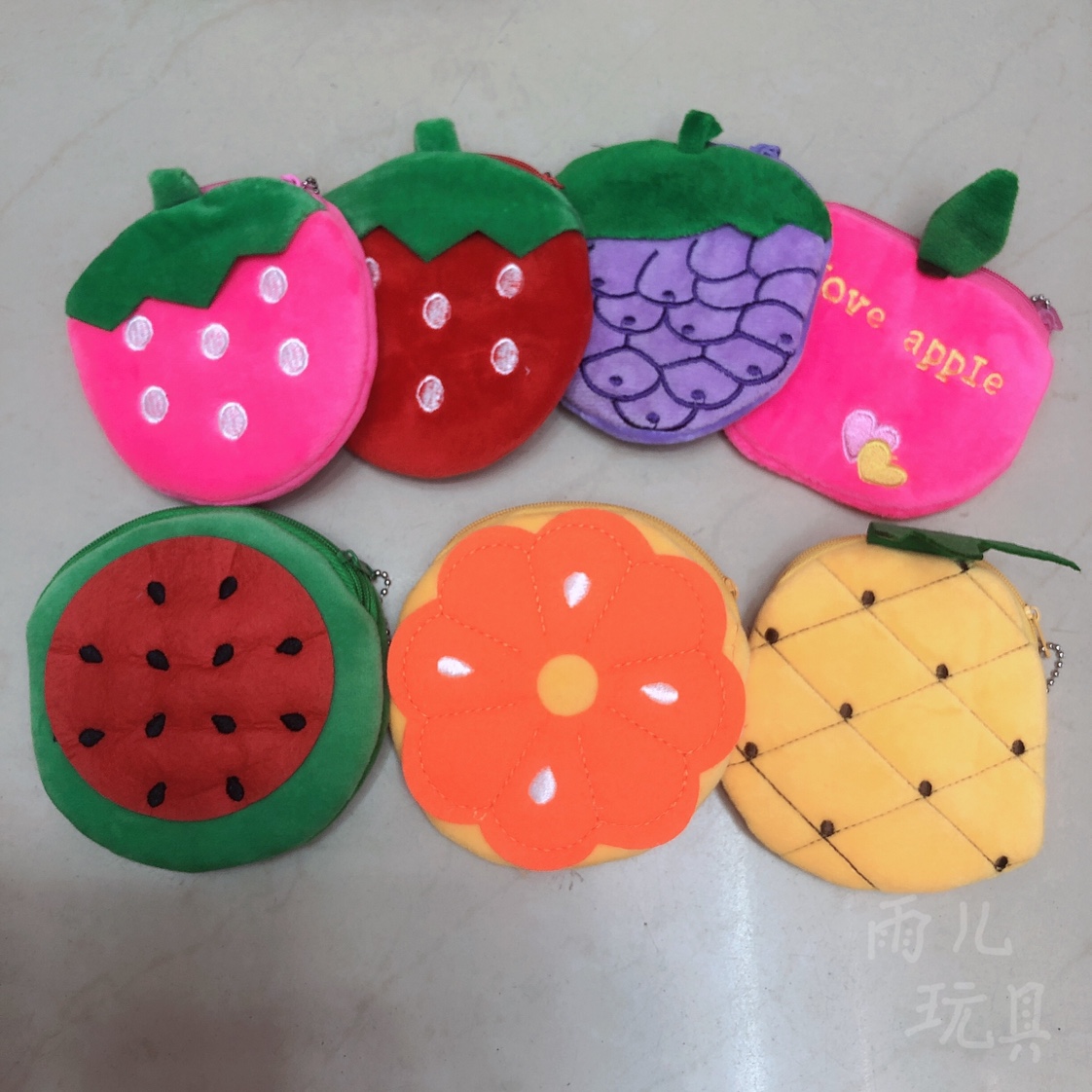 Fruit purse embroidery Fruit Purse 10cm embroidery Fruit purse plush purse toy bag for children purse