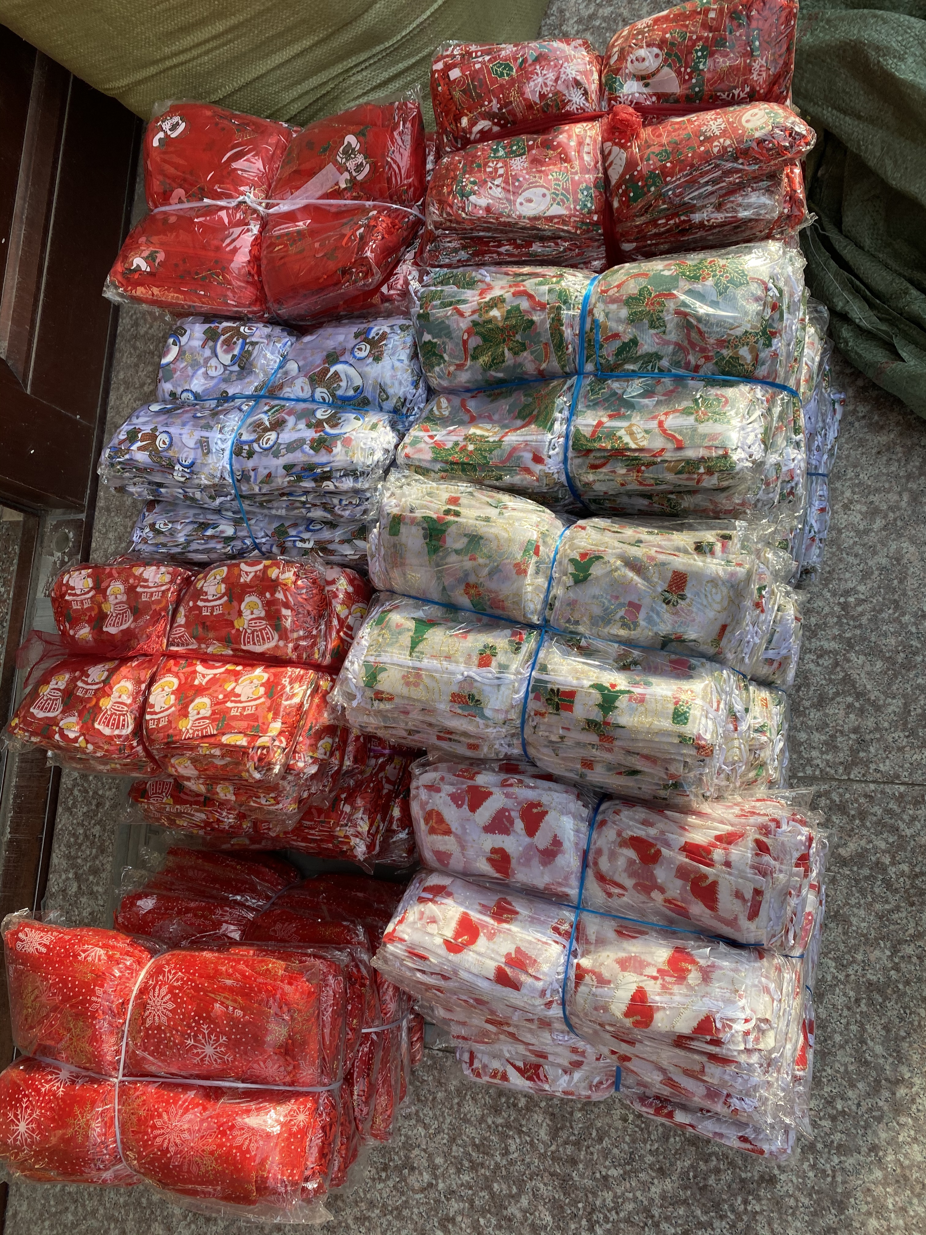 10*15cm 圣诞束口袋收纳袋现货圣诞雪花雪橇老人头束口袋详情图8
