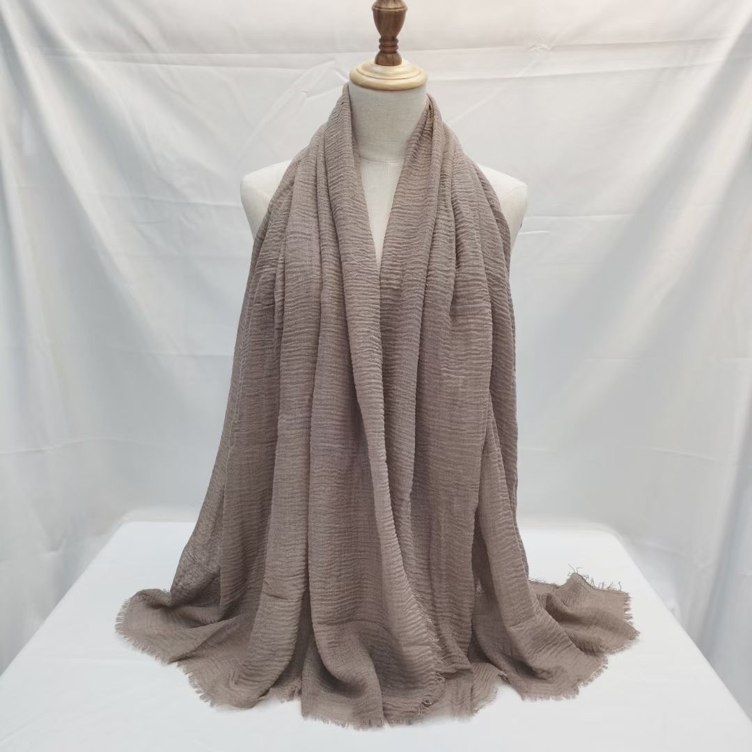 Korean silk scarf worn with a coat