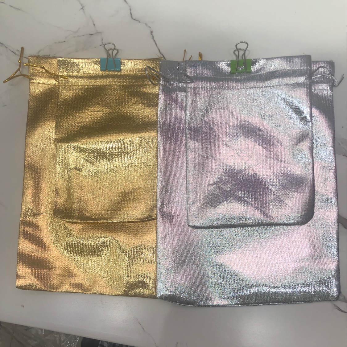 7*9 gold and silver bags