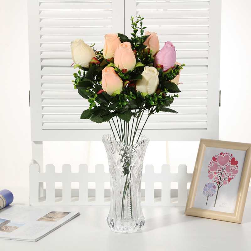 厂价直销仿真花，假花，含苞待放仿真玫瑰花批发定制 家居客厅摆设绢花花束 影楼婚庆道具细节图