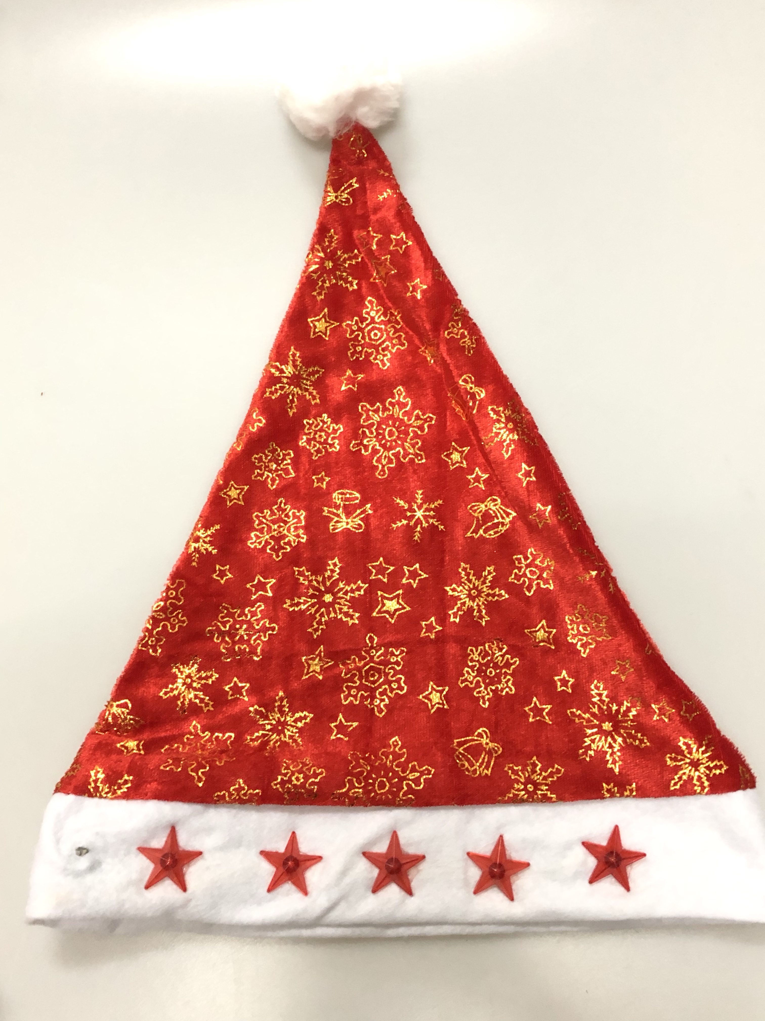 Gold-embossed illuminated Christmas hat, flashing star Christmas hat Specification image