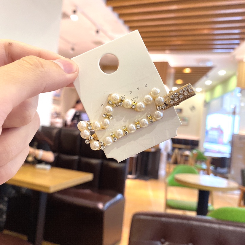 Pearl drill hairpin duck beak clip bangs clip thumbnail