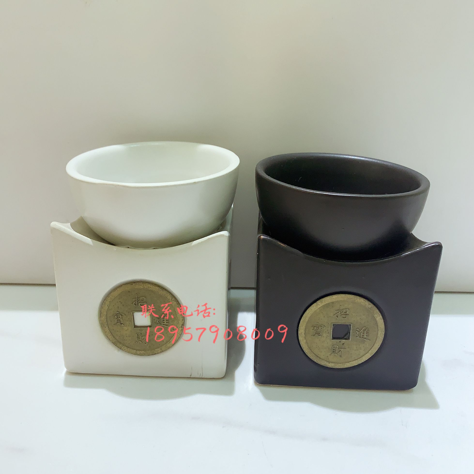 陶瓷精油蜡烛式熏香炉工艺品摆件图