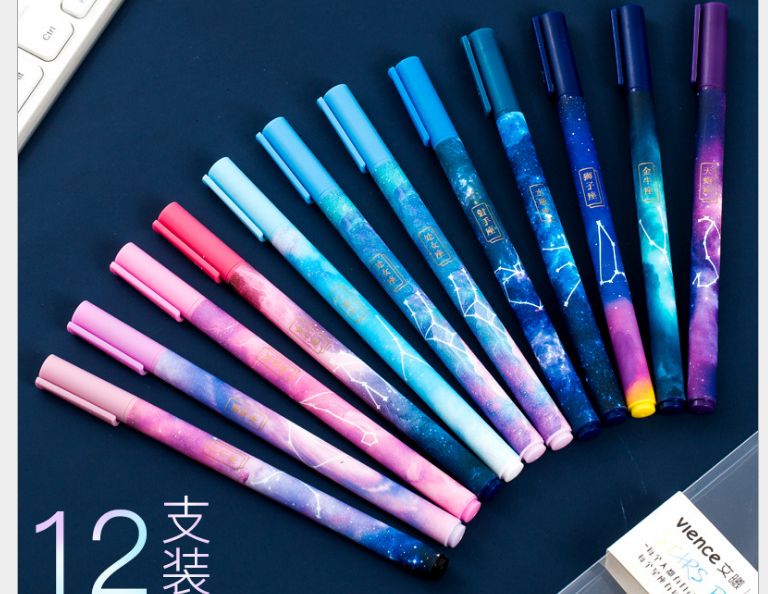 Wenxi Twelve Constellation neutral pens students with starry sky 0.5mm black full needle tube creative stationery wholesale details Picture