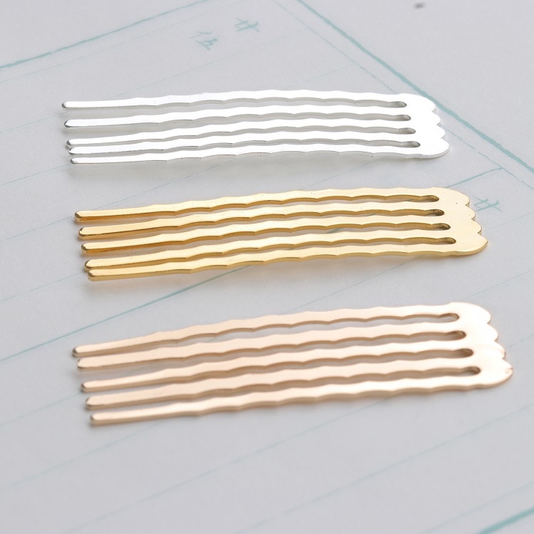 Handcrafted ancient-style hairpin material, comb and flower wrapping accessories, color-preserving electroplated pure copper, extended 5-tooth hair comb