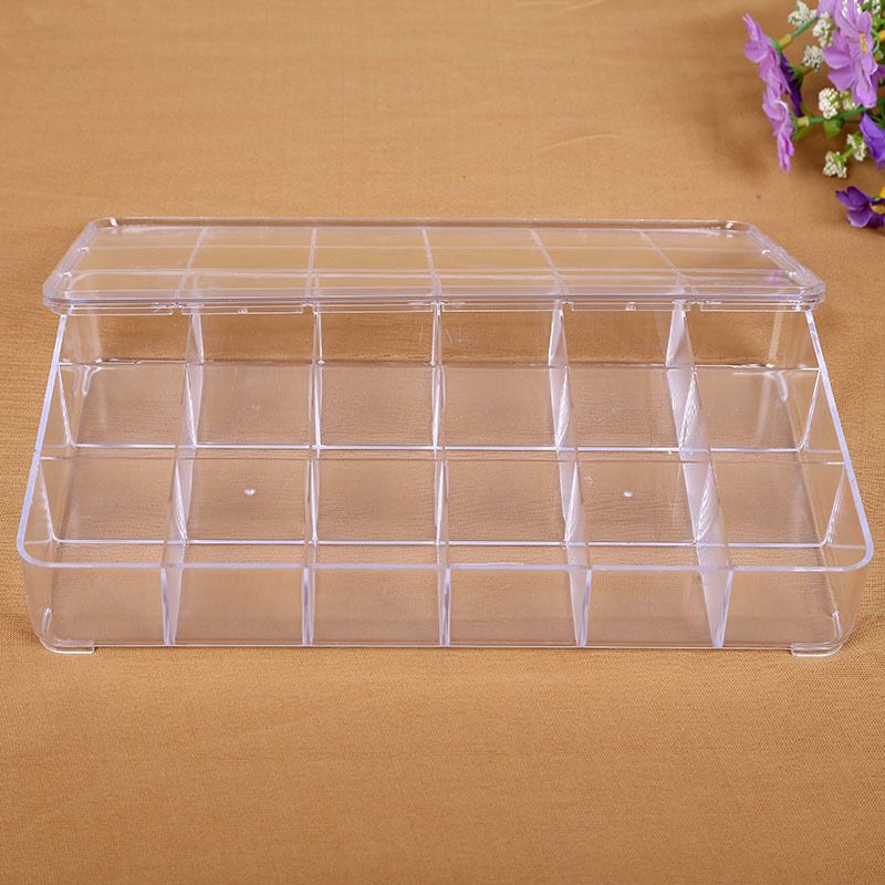 插片固定展示盒透明18格透明塑料盒ps米珠收纳盒详情图3