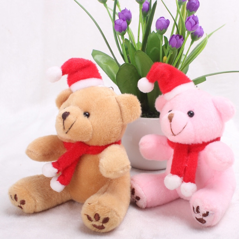 Plush toy doll pendant Plush toy bear pendant Key ring Pendant Christmas Bear pendant ornament 10cm Santa Bear pendant