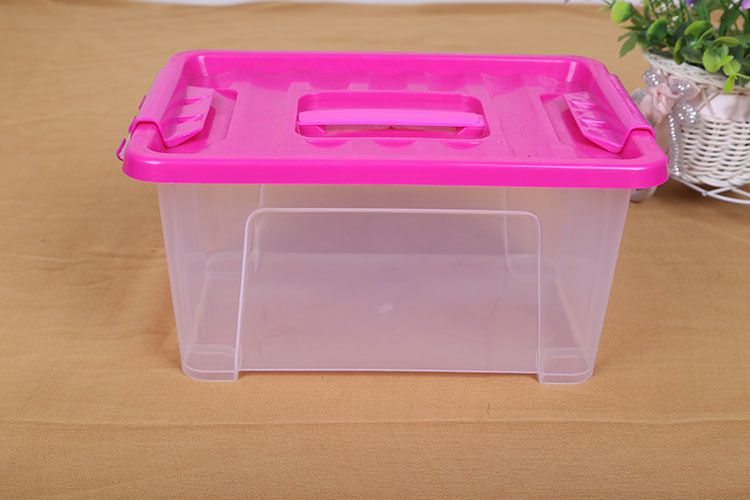Small Lego bucket with buckle plastic storage box, covered hand-held storage box, home storage box detail image 3