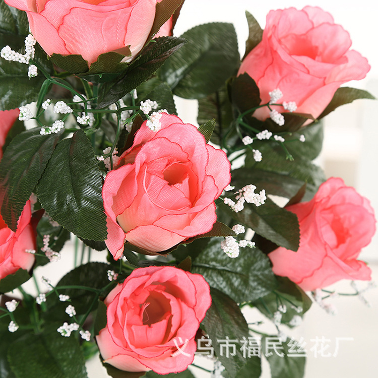 Factory direct sales and wholesale of artificial rose buds, fake flowers, wedding decorations, arch flower arrangements, 10 lovers' buds undefined