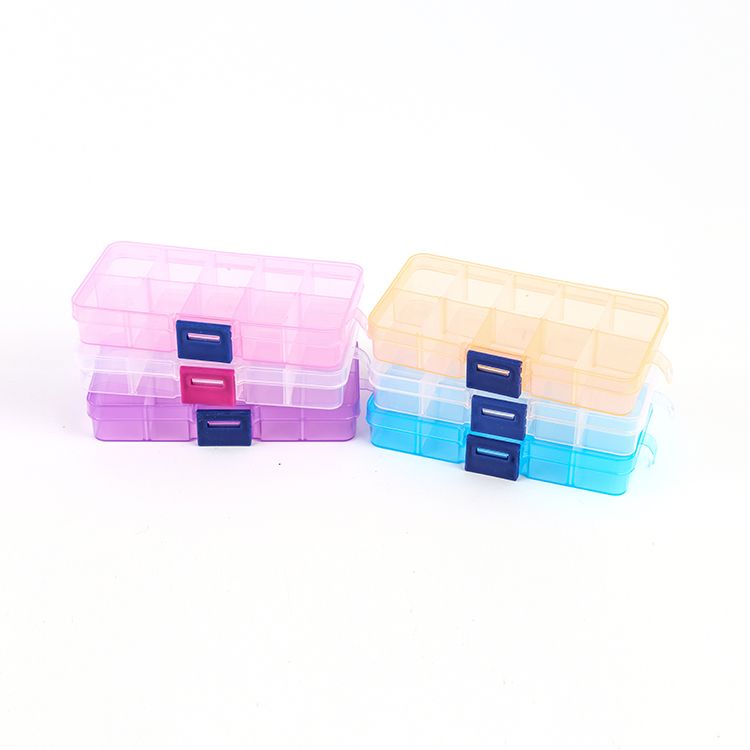 Pequeño 10 compartimentos desmontables caja de almacenamiento de plástico transparente caja de accesorios caja de joyería piezas de pesca caja de almacenamiento detail image 1