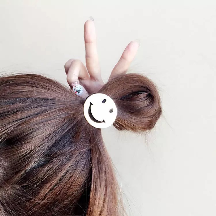 Alloy smiling face rubber band girl tie head rope headdress hair accessories thumbnail
