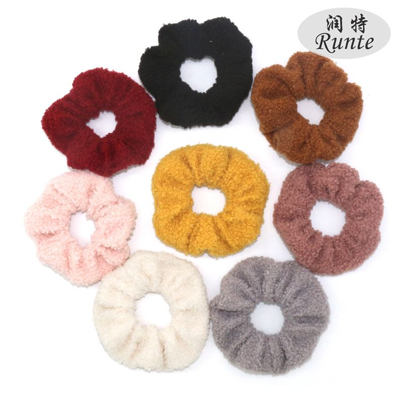 New autumn and winter Korean-style lamb hair band, solid color Teddy plush large intestine hair band, European and American women's hair band headwear