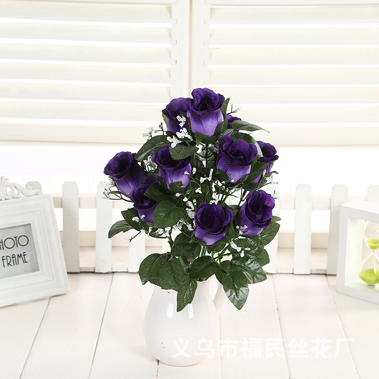 Factory direct sales and wholesale of artificial rose buds, fake flowers, wedding decorations, arch flower arrangements, 10 lovers' buds undefined