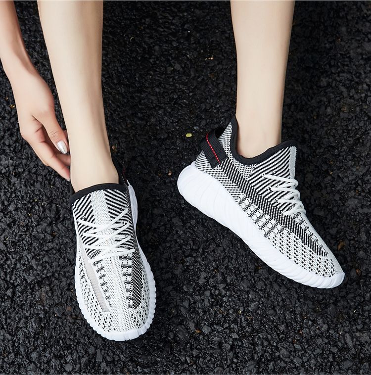 New sports women's shoes, casual sports shoes, fashionable shoes, hollowed-out women's shoes, versatile and comfortable, flying woven shoes, breathable women's single shoes detail image 20