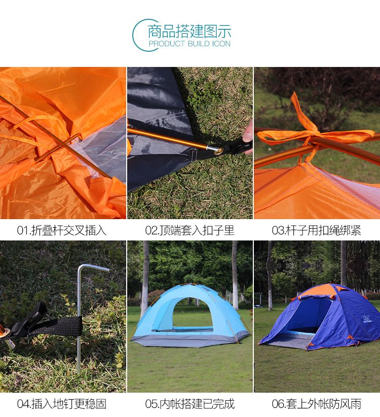 New outdoor products: Couple tents, windproof outdoor tents, winter aluminum pole with skirts, border defense against heavy rain, professional camping detail image 7