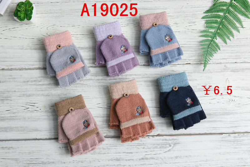 New Wheat Point Knitted Gloves For Women Autumn Winter Ins Cute Warm Thin Wool Five-Finger Tide Gloves A19025