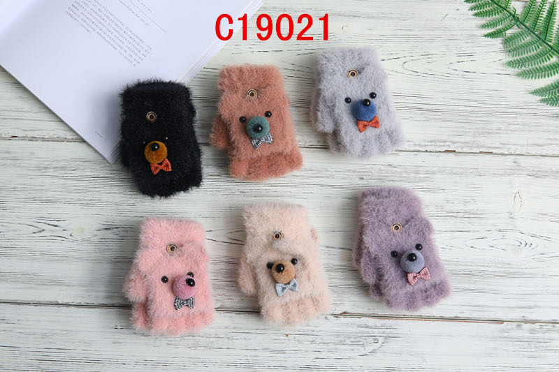 New Wheat Point Knitted Gloves For Women Autumn Winter Ins Cute Warm Thin Wool Five-Finger Tide Gloves C19021