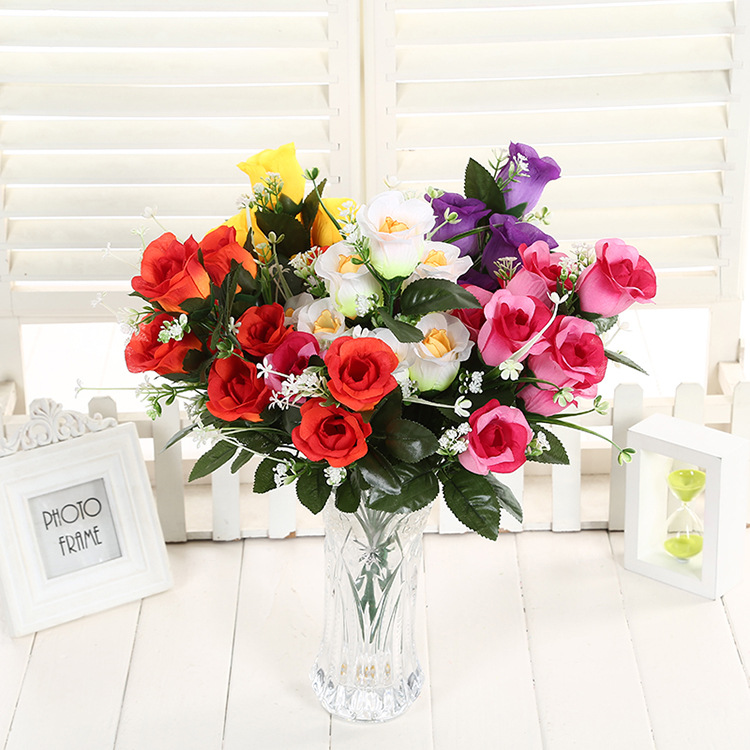 义乌福民丝厂10头吉祥蕾影楼拍摄玫瑰 商场橱窗花仿真假花 仿真千层玫瑰假花绢花家居饰品摄影婚庆道具花球路引仿真花艺详情图8