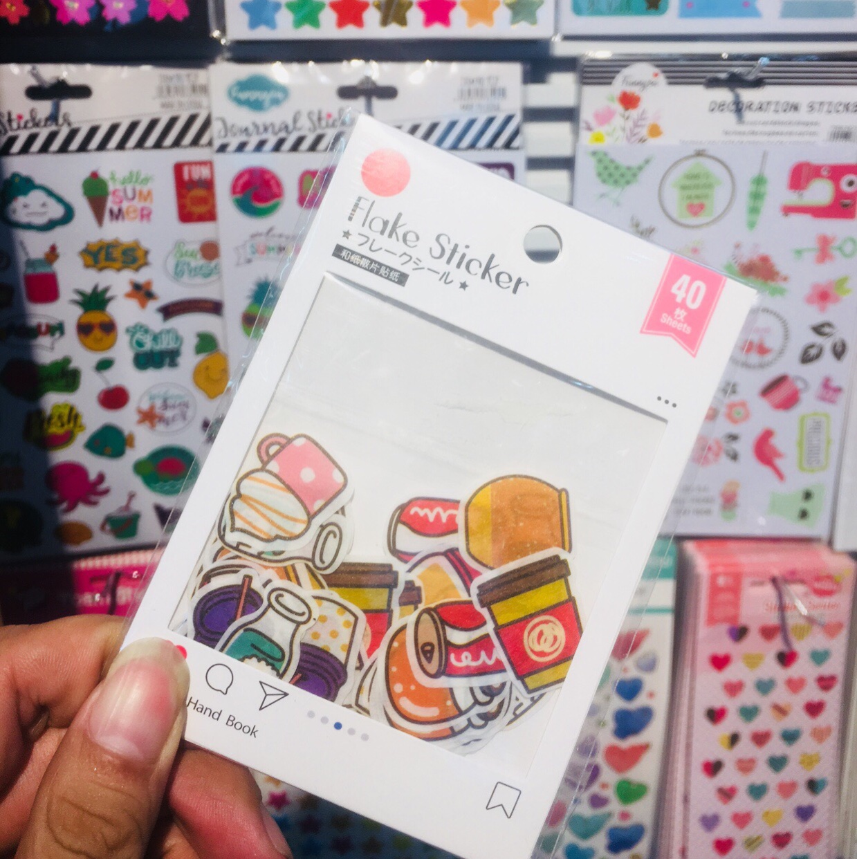 And paper scraps 40 stickers with hand - curtain flat sticker fast food