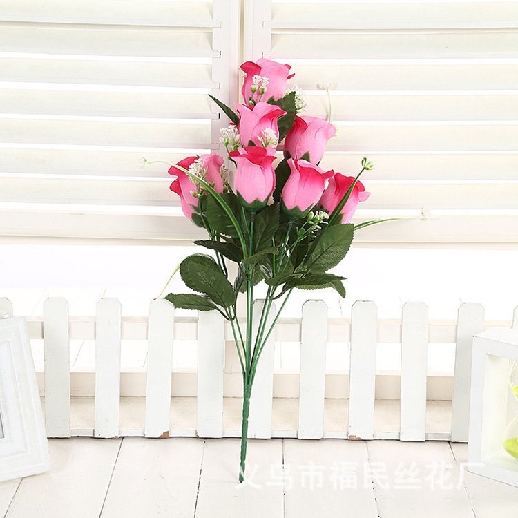 义乌福民丝厂10头吉祥蕾影楼拍摄玫瑰 商场橱窗花仿真假花 仿真千层玫瑰假花绢花家居饰品摄影婚庆道具花球路引仿真花艺详情图6