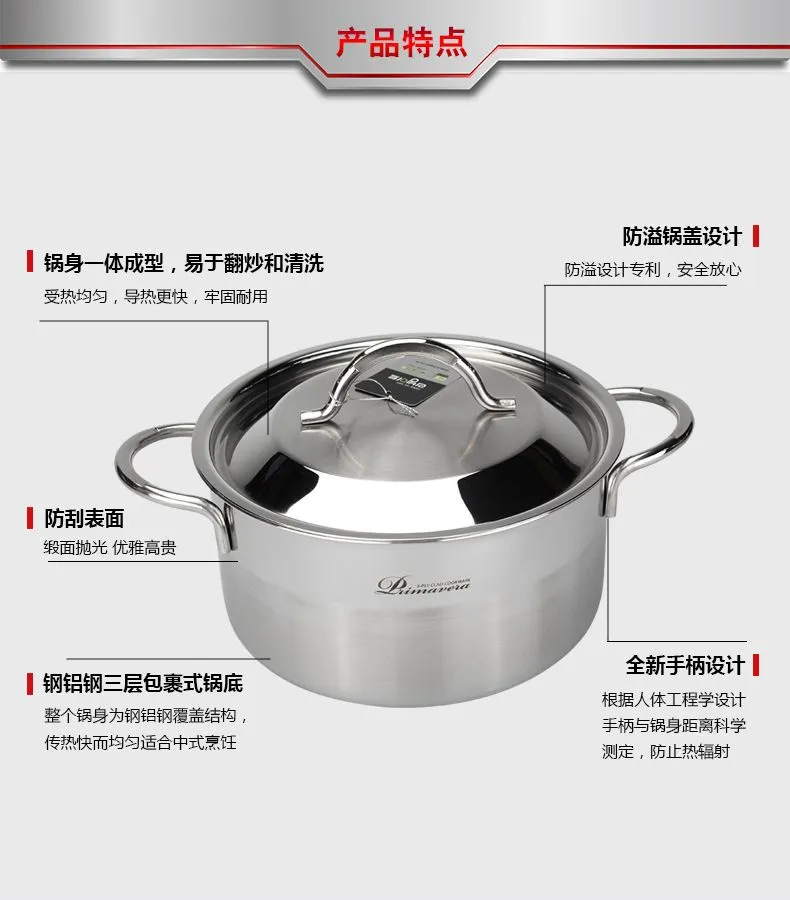 PRIMA Stainless Steel Double-Ear Stew Pot 20 detail image 3