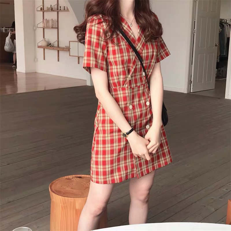 The 2020 new style of bellflower French light mature style, petite and elegant professional plaid suit dress for children in summer Specification image
