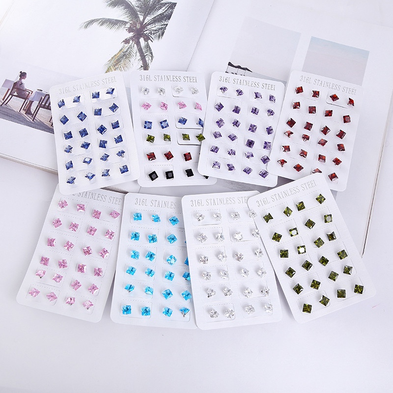韩版时尚方块玫瑰花耳钉小饰品 小清新少女耳饰耳环定制批发