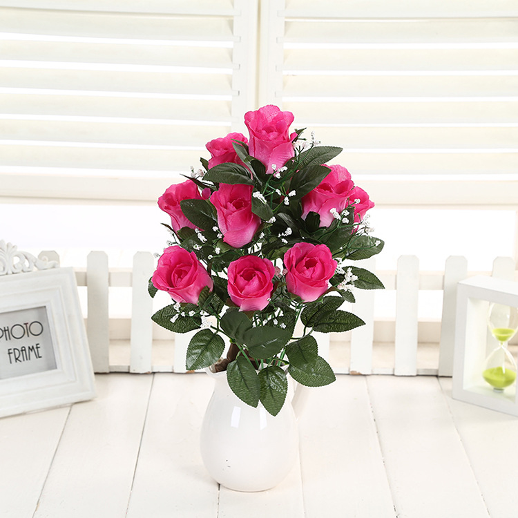 Factory direct sales and wholesale of artificial rose buds, fake flowers, wedding decorations, arch flower arrangements, 10 lovers' buds Specification image