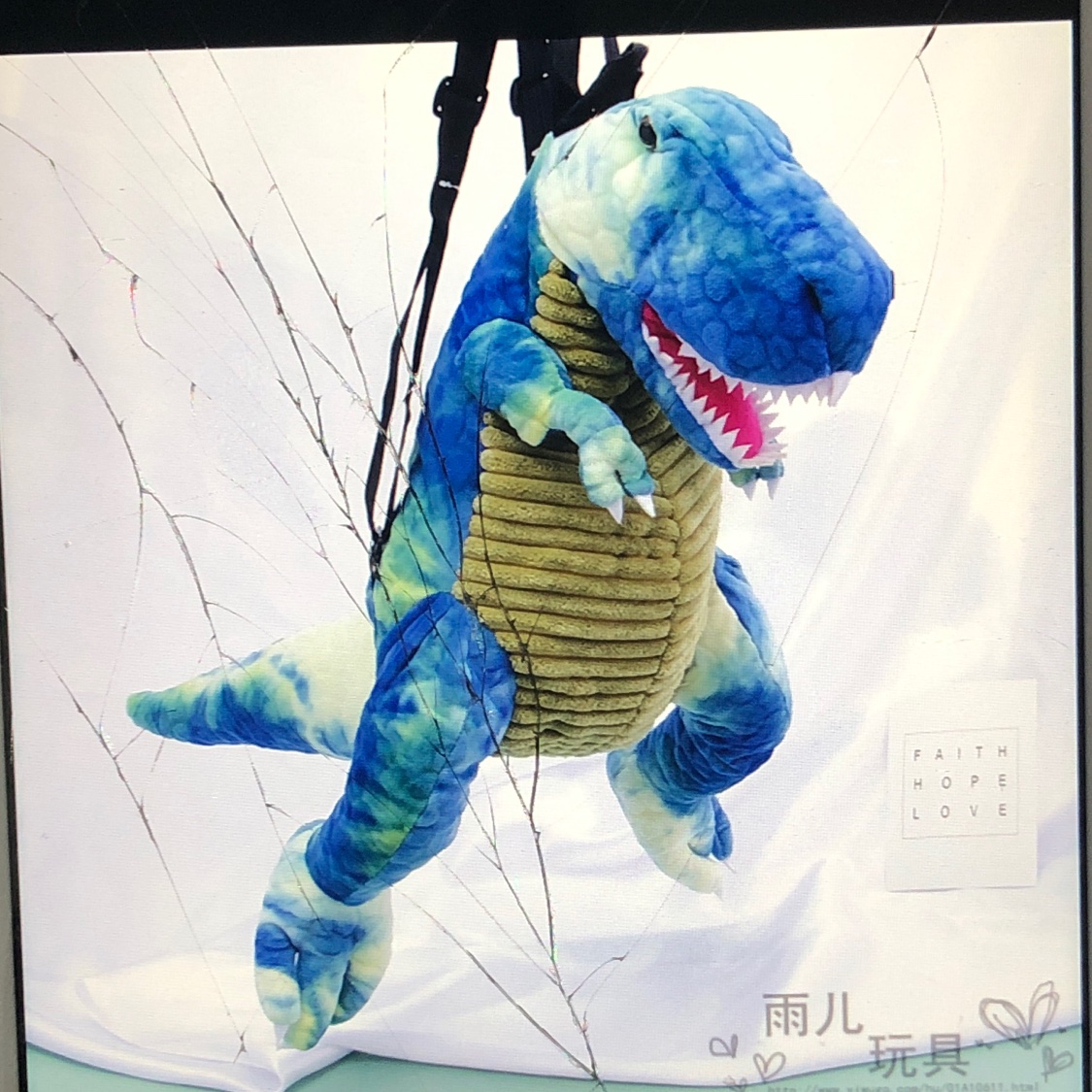 恐龙书包儿童双肩包毛绒书包双肩包背包韩版潮流背包白底实物图