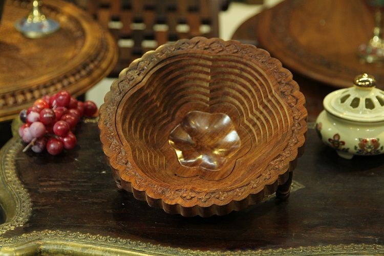 印度  菩提木  圆形  内嵌  果盘  大