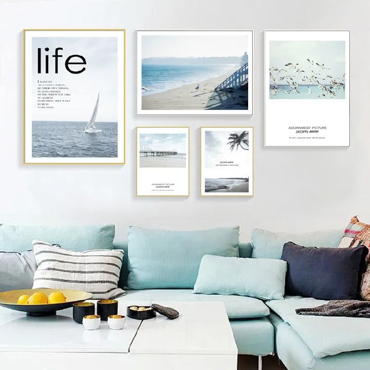 Living room decorative paintings, sofa background wall paintings, modern and simple paintings, Nordic-style wall paintings, fresh and clean combination murals detail image 8