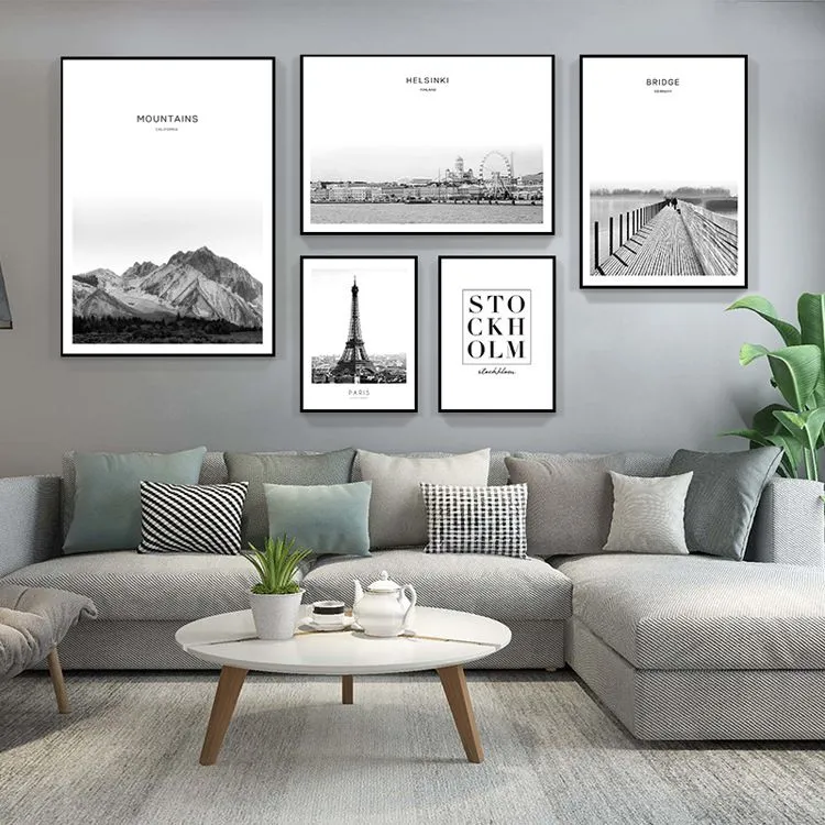 Living room decorative paintings, sofa background wall paintings, modern and simple paintings, Nordic-style wall paintings, fresh and clean combination murals detail image 11