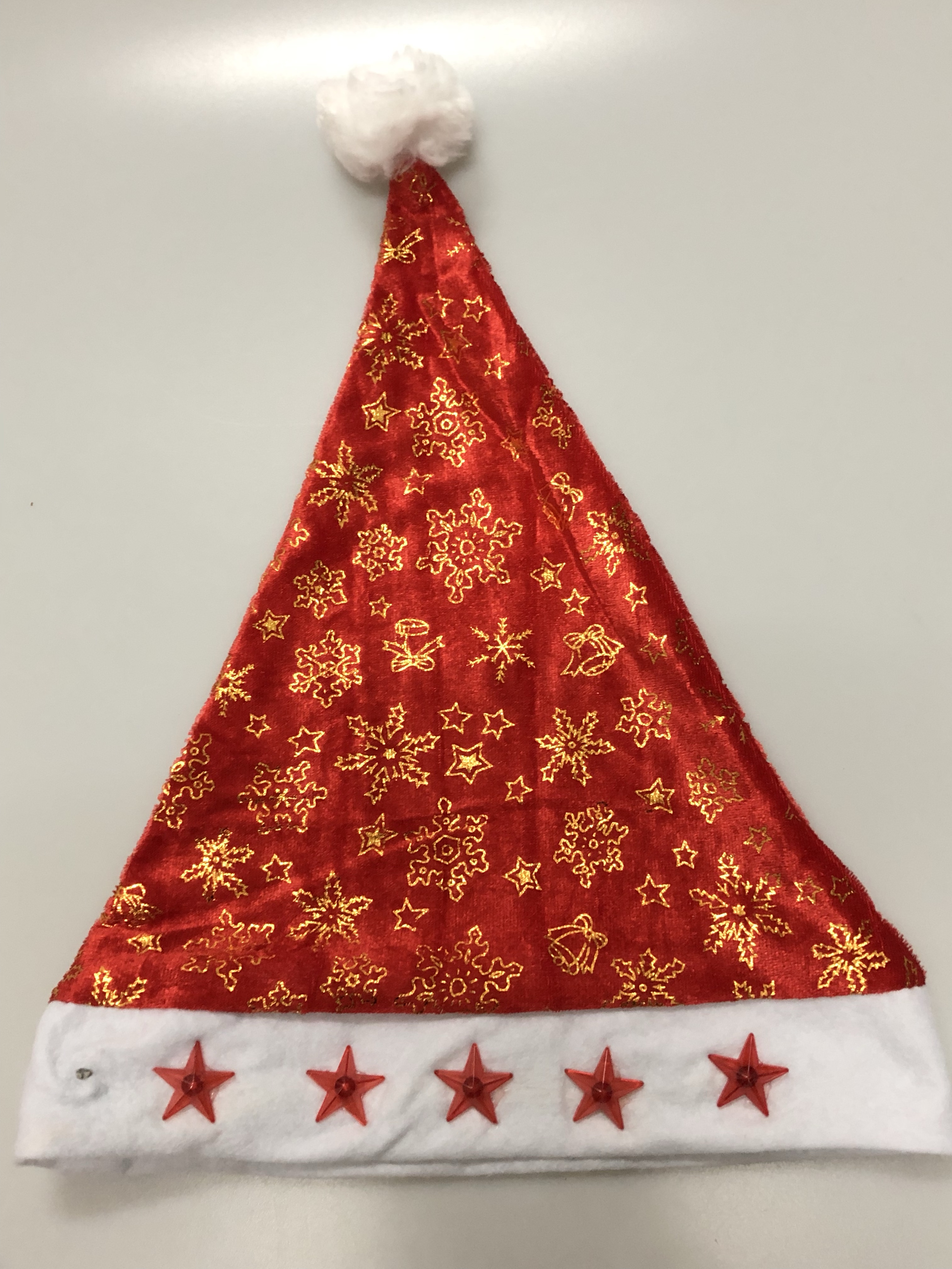 Gold-embossed illuminated Christmas hat, flashing star Christmas hat details Picture