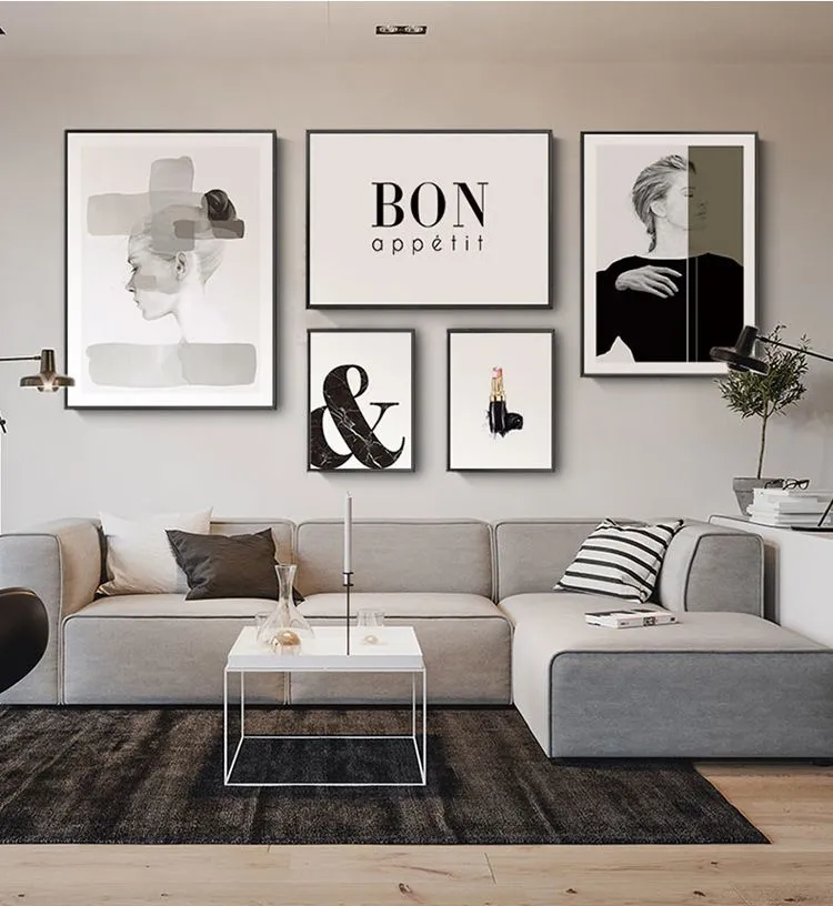 Living room decorative paintings, sofa background wall paintings, modern and simple paintings, Nordic-style wall paintings, fresh and clean combination murals detail image 9