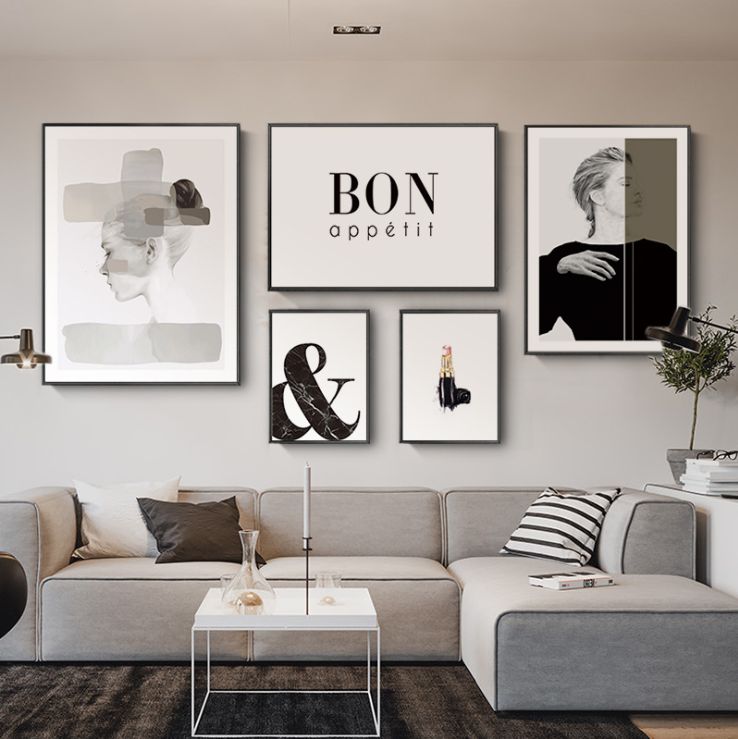 Living room decorative paintings, sofa background wall paintings, modern and simple paintings, Nordic-style wall paintings, fresh and clean combination murals